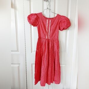 Vintage Red Calico‎ Dress Theater Costume Size X-Small 1960s Monterey Modes